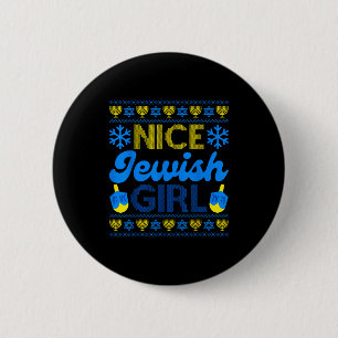 Nice Jewish Girl Ugly Happy Hanukkah Sweater Chanu 6 Cm Round Badge