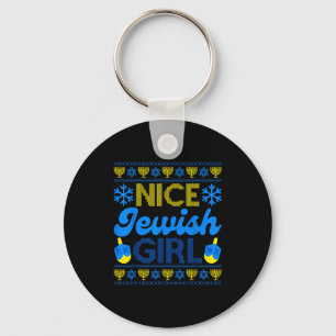 Nice Jewish Girl Ugly Happy Hanukkah Sweater Chanu Key Ring