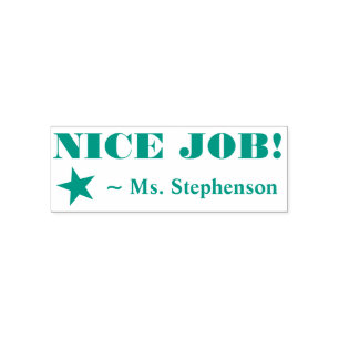 "NICE JOB!" Acknowledgement Rubber Stamp