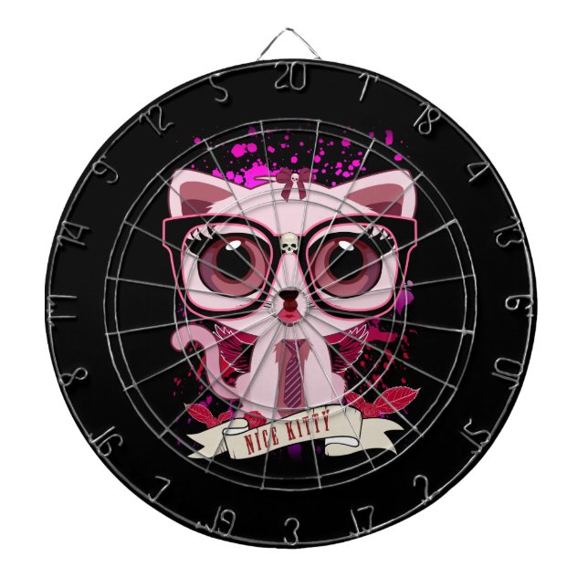 Nice Kitty - Black & PInk Dartboard (Front)