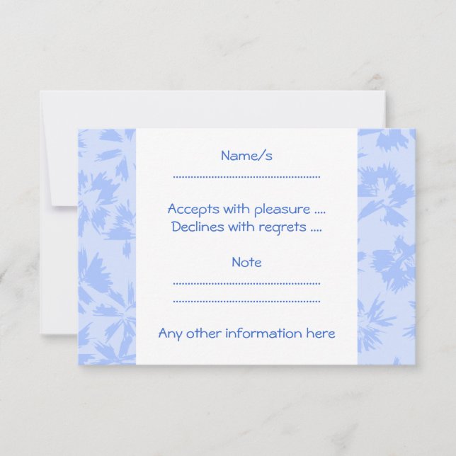 Nice light blue floral pattern. RSVP card (Front)