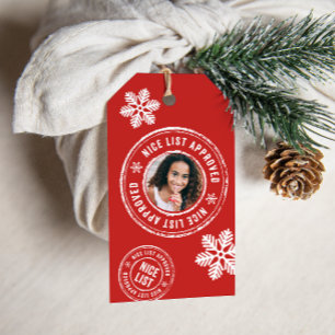 NICE LIST APPROVED + Photo Christmas Holiday Gift Tags