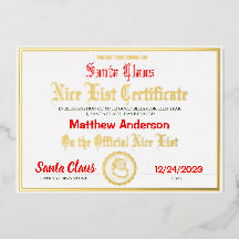 Nice List Certificate| Children Christmas Present