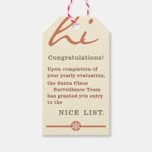 Nice List Certificate Christmas Snowflake Gift Tag