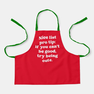 Nice list cute funny red and green Christmas kids' Apron