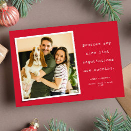 Nice list funny red Merry Christmas photo Holiday Card