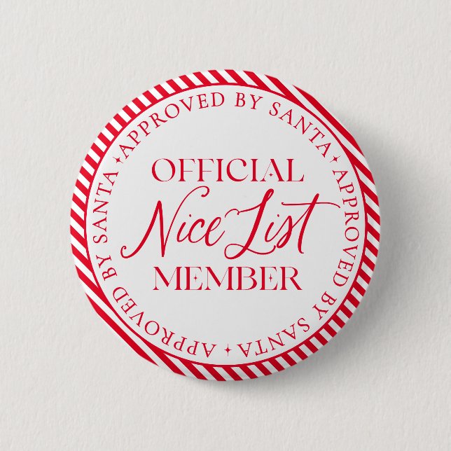 Nice List Member Approved By Santa Christmas 6 Cm Round Badge (Front)