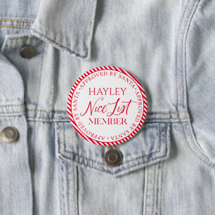 Nice List Member Approved By Santa Christmas 7.5 Cm Round Badge