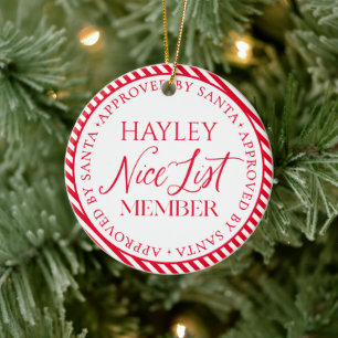 Nice List Member Approved By Santa Christmas Ceramic Tree Decoration