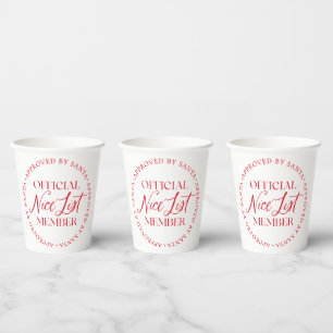 Nice List Member Approved By Santa Christmas Paper Cups