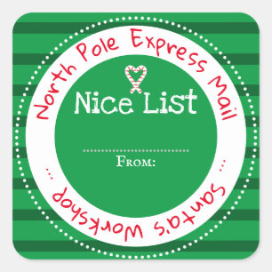 Nice List North Pole Mail Blank Square Stick Sticker