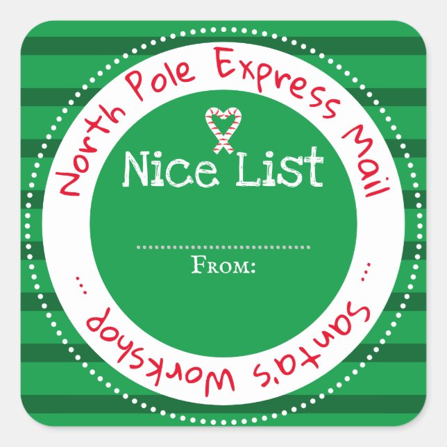 Nice List North Pole Mail Blank Square Stick Sticker (Front)