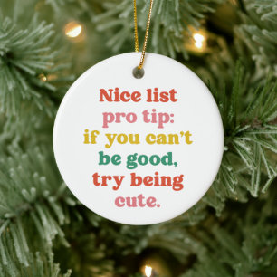 Nice list pro tip cute funny pet photo Christmas Ceramic Tree Decoration