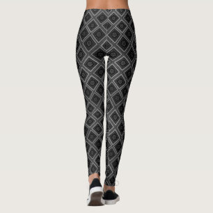 Nice Lovely Grey Diamonds Pattern Art design  Leggings