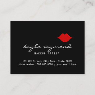nice make-up makeup-artist red lips dark business card