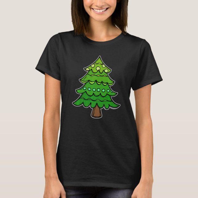 Nice Merry Christmas Tree Xmas Party Celebration T-Shirt (Front)