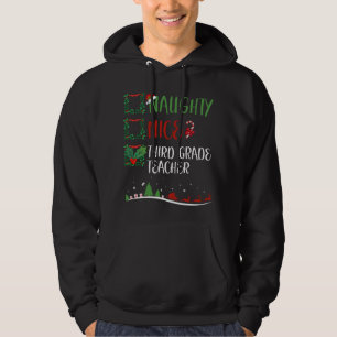 Nice Naughty 3rd GRADE TEACHER Christmas Matching  Hoodie