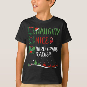 Nice Naughty 3rd GRADE TEACHER Christmas Matching T-Shirt