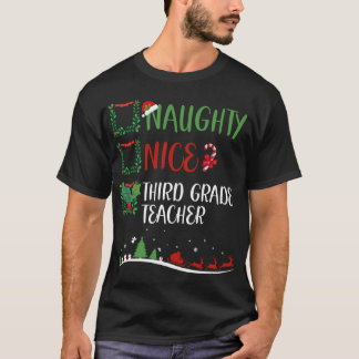 Nice Naughty 3rd GRADE TEACHER Christmas Matching  T-Shirt