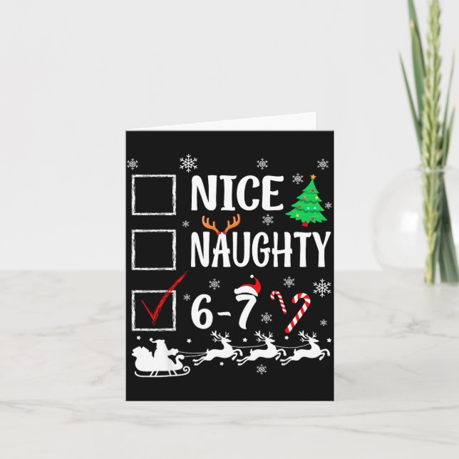 Nice Naughty 67 Funny Christmas Brainrot Six Seven Card (Front)