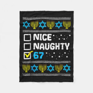 Nice Naughty 67 Six Seven Ugly Hanukkah Sweater Ch Fleece Blanket