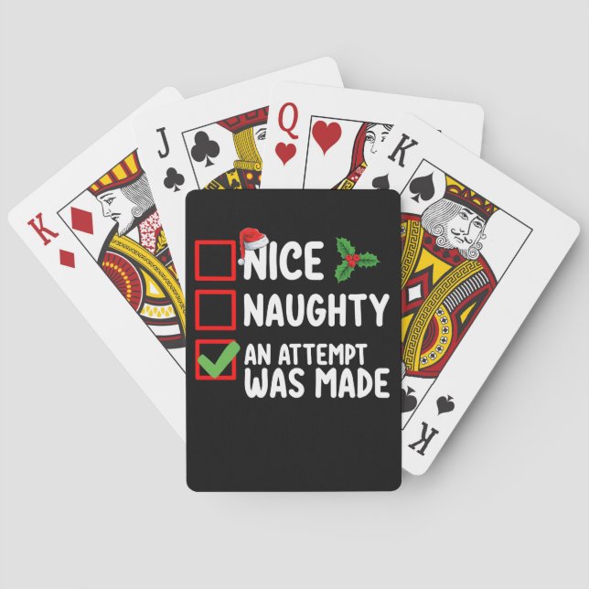 Nice Naughty An Attempt Was Made Christmas List Ho Playing Cards (Back)