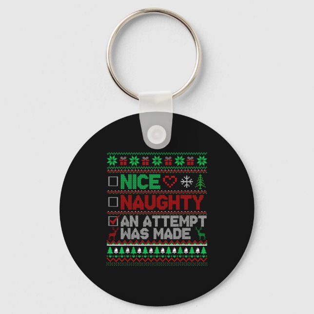 Nice Naughty An Attempt Was Made Christmas List Sa Key Ring (Front)