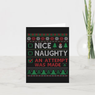 Nice Naughty An Attempt Was Made Santa Claus Funny Card