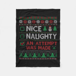 Nice Naughty An Attempt Was Made Santa Claus Funny Fleece Blanket
