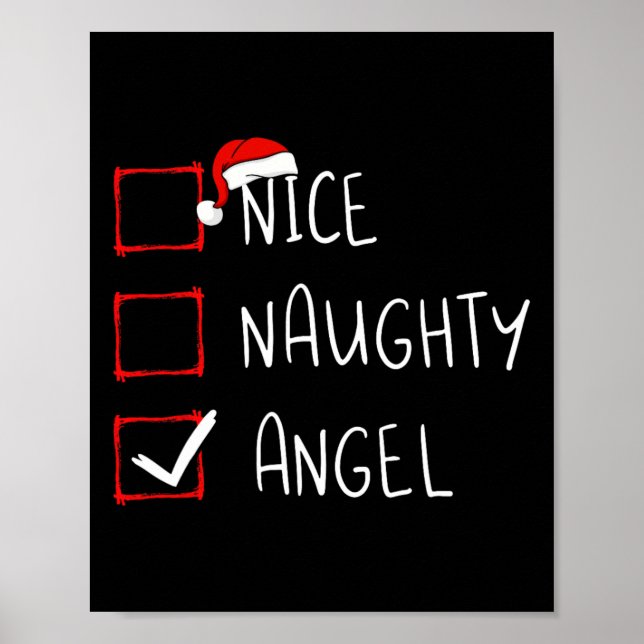 Nice Naughty Angel Christmas List Xmas Santa Claus Poster (Front)