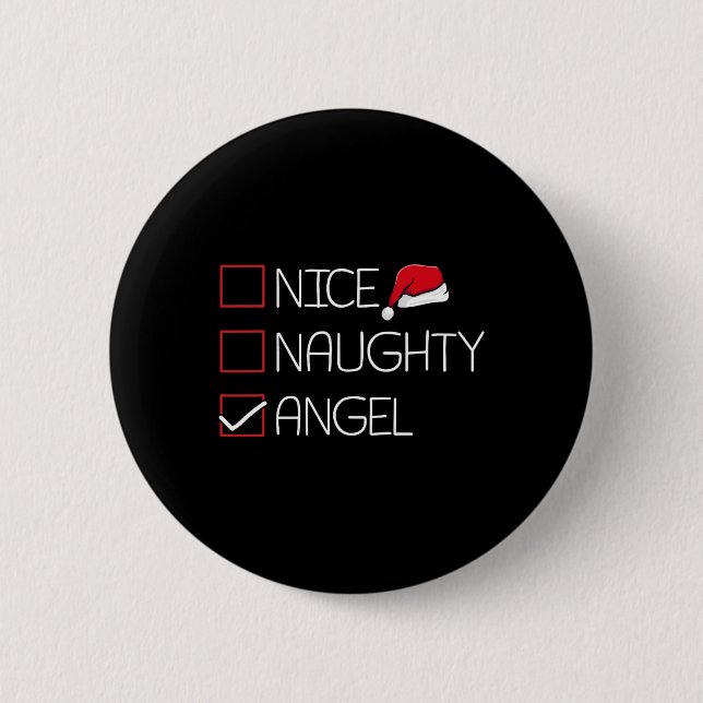 Nice Naughty Angel Christmas Pajama Funny Humour X 6 Cm Round Badge (Front)
