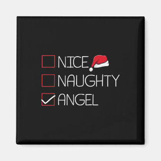 Nice Naughty Angel Christmas Pajama Funny Humour X Magnet