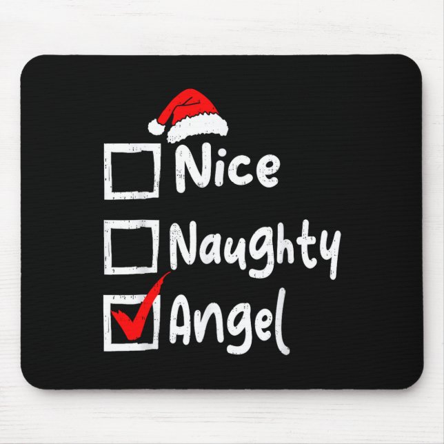 Nice Naughty Angel Funny Christmas List Family Mat Mouse Pad (Front)