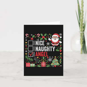 Nice Naughty Angel Funny Christmas Santa Claus  Card