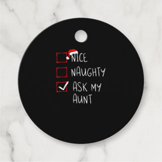 Nice Naughty Ask My Aunt Christmas List Xmas Favour Tags