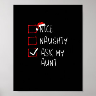 Nice Naughty Ask My Aunt Christmas List Xmas   Poster