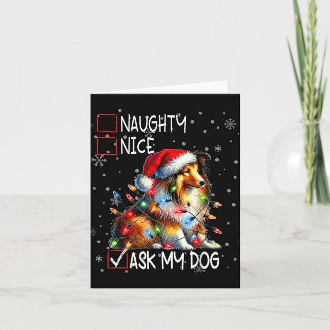 Nice Naughty Ask My Dog Christmas List Xmas  Card (Front)