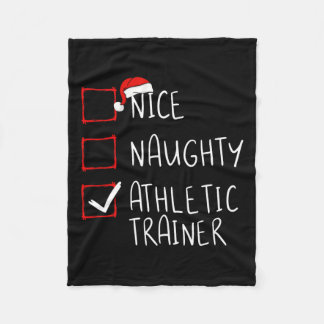 Nice Naughty Athletic Trainer Christmas List Santa Fleece Blanket