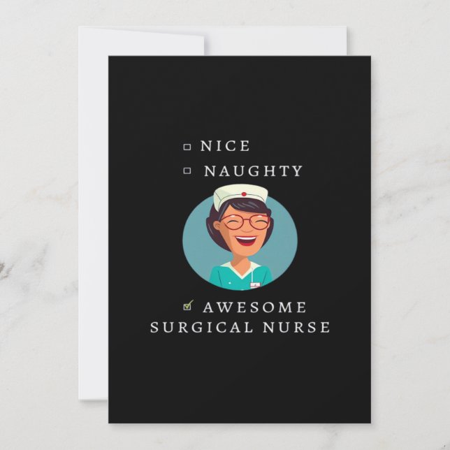 Nice Naughty Awesome Surgical Nurse Holiday Card (Front)