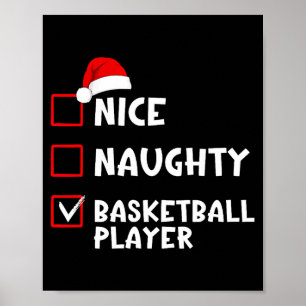 Nice Naughty Basketball Player Funny Christmas Lis Poster