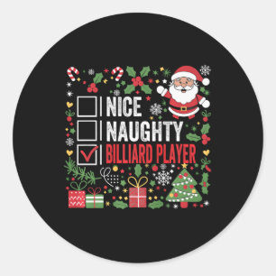 Nice Naughty Billiard Player Funny Christmas Santa Classic Round Sticker
