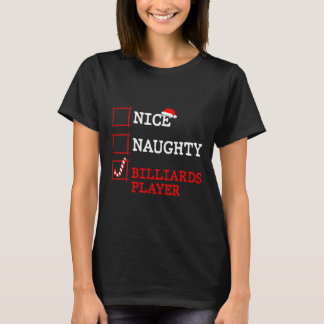 Nice Naughty Billiards Player Christmas Santa Clau T-Shirt