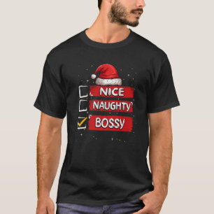 Nice Naughty Bossy Christmas List Santa Claus Prem T-Shirt