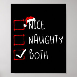 Nice Naughty Both Christmas List Xmas Santa Claus Poster
