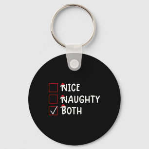 Nice Naughty Both Cute Christmas  Key Ring