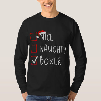 Nice Naughty Boxer List Christmas Santa Claus  T-Shirt