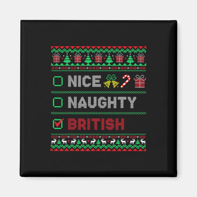 Nice Naughty British Christmas Checklist England  Magnet (Front)