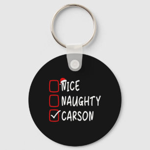 Nice Naughty Carson Personalised Name Christmas Ch Key Ring