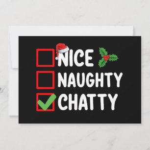 Nice Naughty Chatty Christmas List Family Holiday Invitation