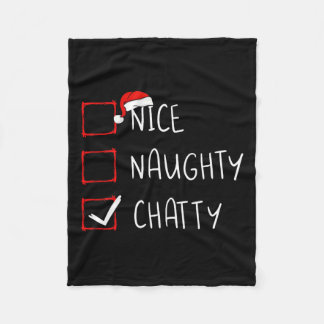 Nice Naughty Chatty Christmas List Xmas Santa Clau Fleece Blanket